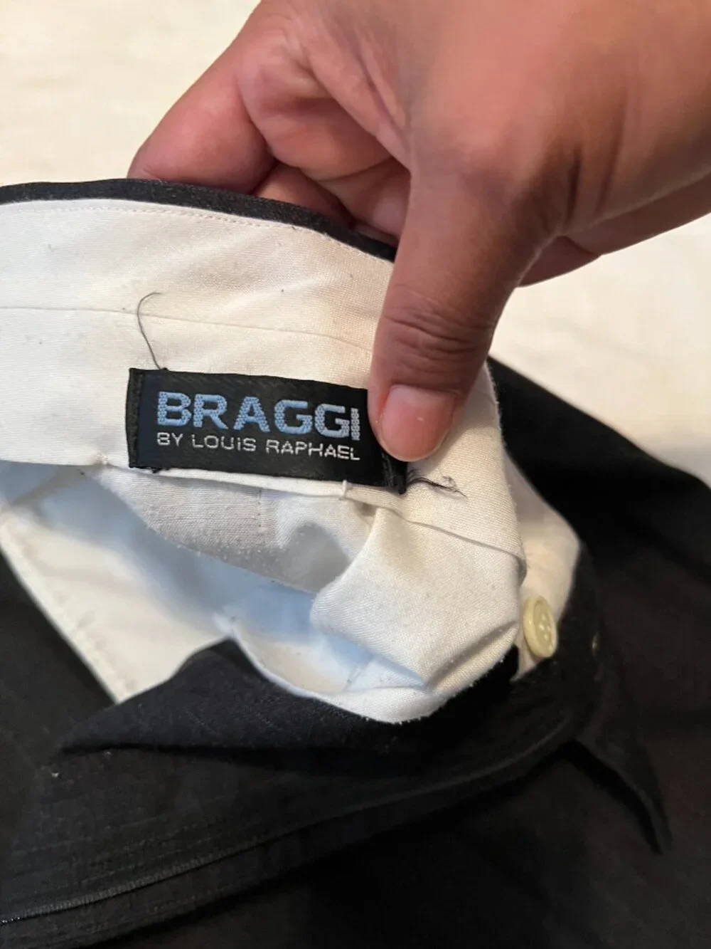 Braggi Men's Dress Pants 38x30 Charcoal Gray Pinstripe Flat Front Straight Leg